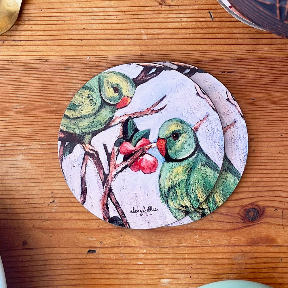 Parakeet Coasters -  Round (Pack of 4)