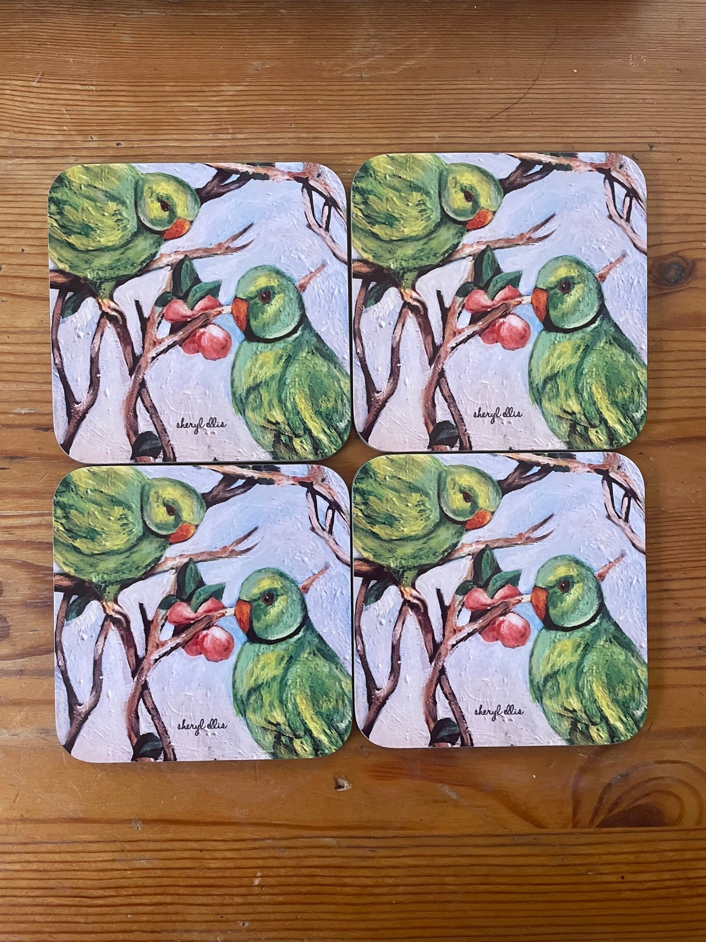 Parakeet Coasters -  Square (Pack of 4)